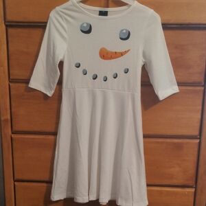 Remimi Girls White Snowman Winter Holiday Dress. Size M NWOT